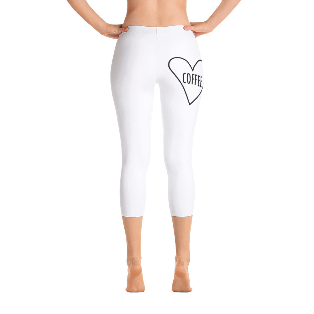 Crave the Day - Love Coffee Heart: White Ladies Tight Capri Leggings –  CRAVE THE DAY® Clothing