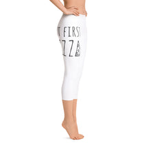 Crave the Day - But First, PIZZA: White Ladies Capri Tight Leggings