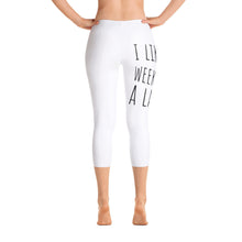 Crave the Day - I Like Weekends A Latte Coffee: White Ladies Capri Tight Leggings