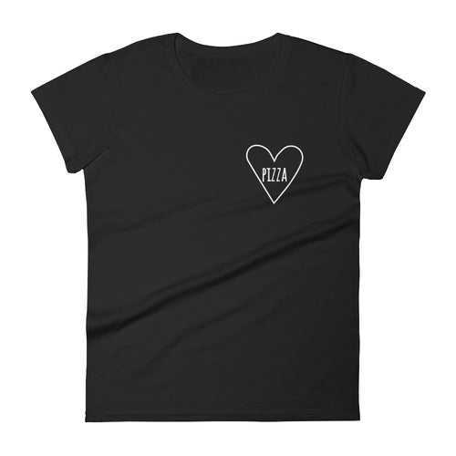 Love Pizza Heart: Black Ladies T-Shirt