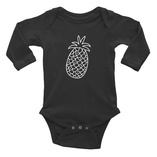 Pineapple - Kids Infant Long Sleeve Bodysuit Black