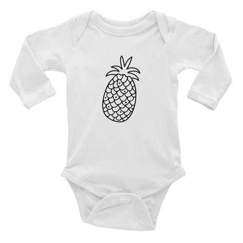Pineapple - Kids Infant Long Sleeve Bodysuit White