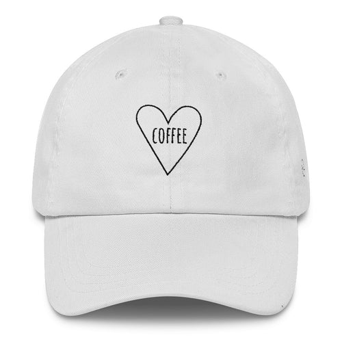 Love Coffee Heart: Classic Dad Cap Hat White