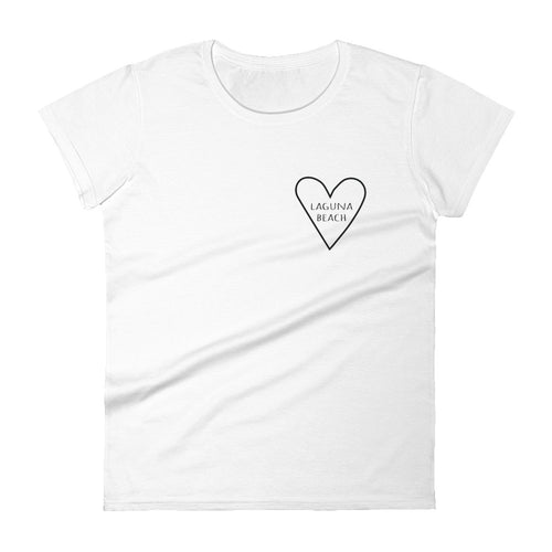 Love Laguna Beach Heart Stronger Together: White Ladies T-Shirt COVID-19