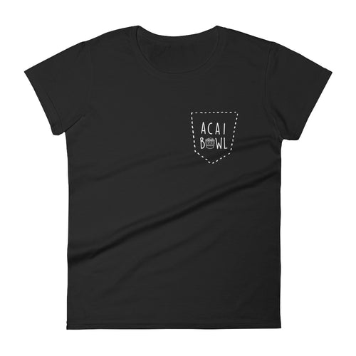 Acai Bowl Faux Pocket: Black Ladies T-Shirt