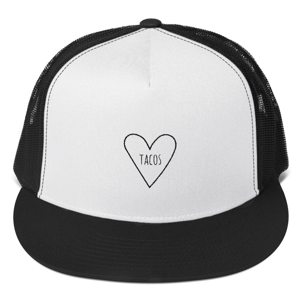 Love Tacos Heart: Five Panel Trucker Cap Hat