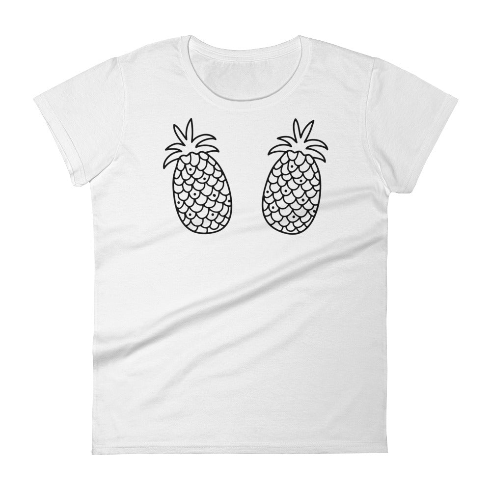 Pineapple Double Icon: White Ladies T-Shirt