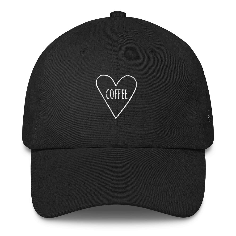 Love Coffee Heart: Classic Dad Cap Hat Black