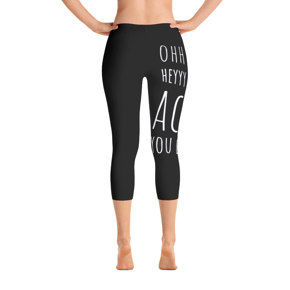 Crave the Day - Ohh Heyyy Acai You Later: Black Ladies Capri Tight Leggings