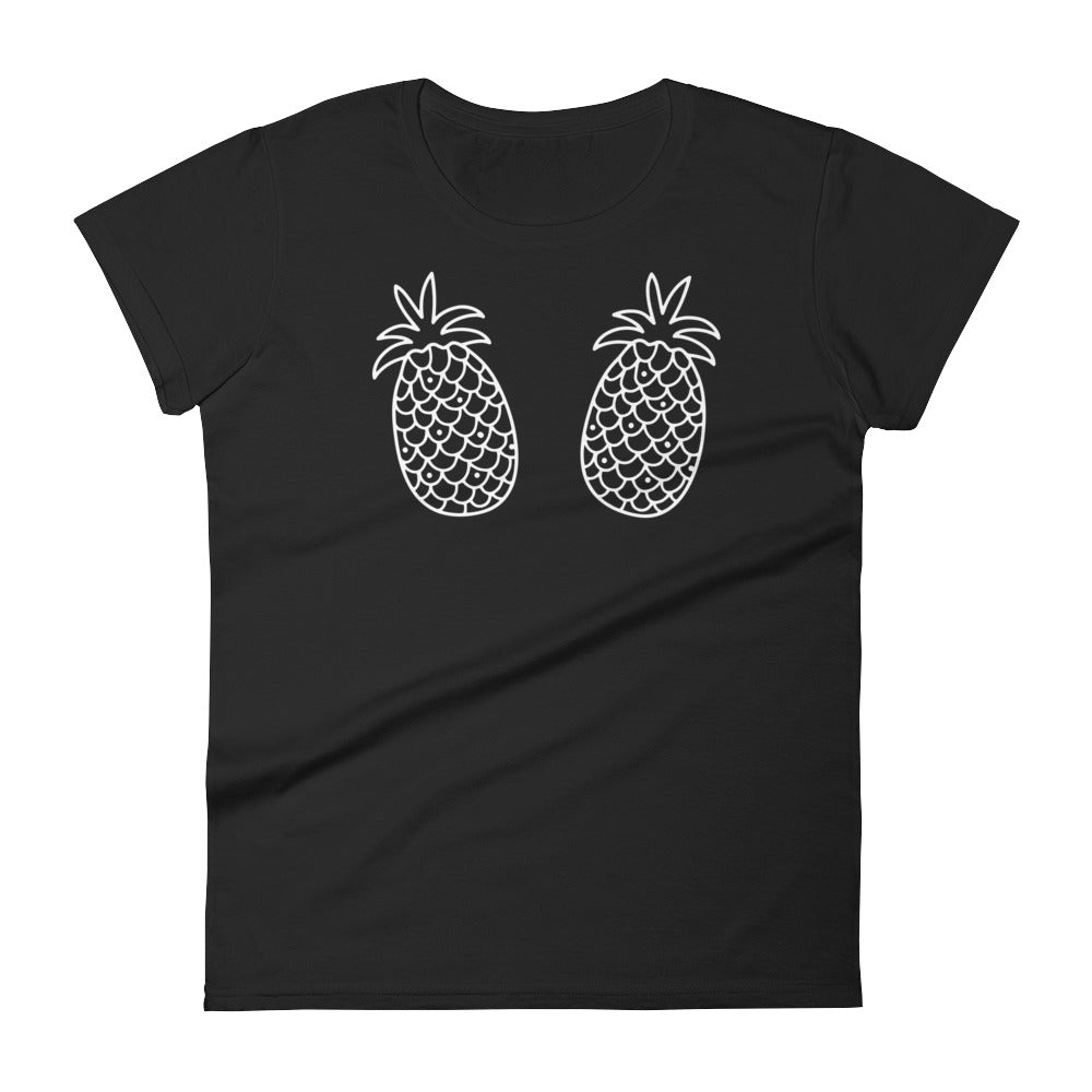 Pineapple Double Icon: Black Ladies T-Shirt