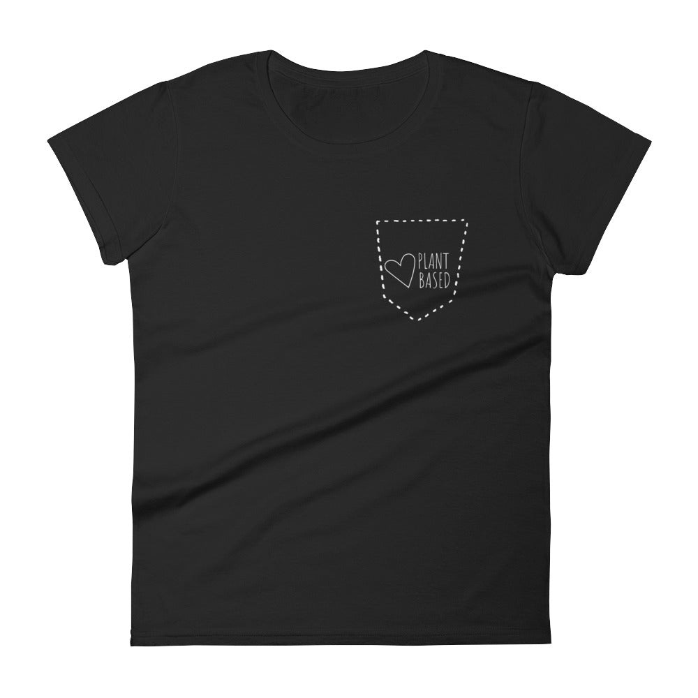 Love Plant Based Faux Pocket: Black Ladies T-Shirt