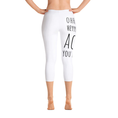 Crave the Day - Ohh Heyyy Acai You Later: White Ladies Capri Tight Leggings